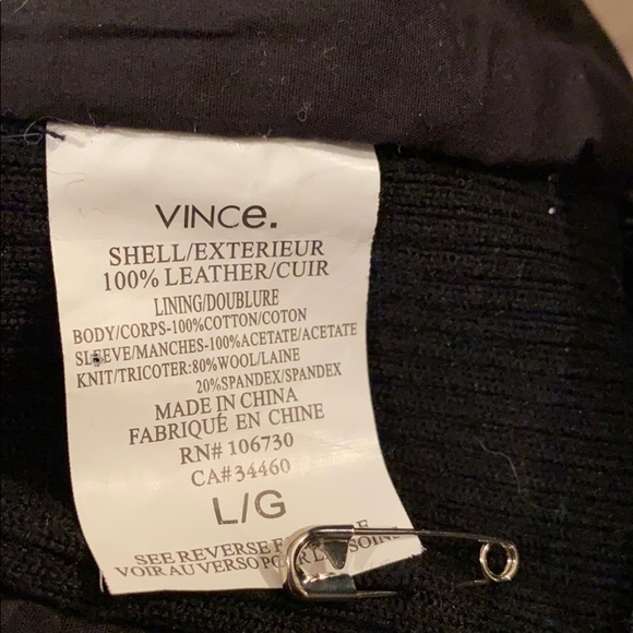 VINCE Blk Leather & wool Jacket - Picture 7 of 13